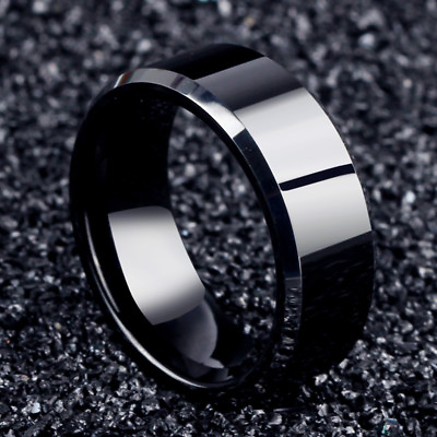 Men Black Titanium Stainless Ring Wedding Lover Couple Rings For Women Size 6 12