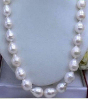#ad GENUINE HUGE 12 13MM NATURAL WHITE FRESHWATER BAROQUE PEARL NECKLACE 14 36#x27;#x27;