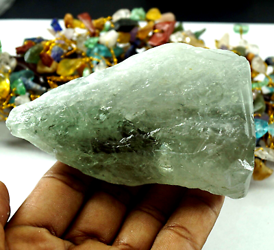 #ad GIE Certified 1362.3 Ct Natural Ethiopian Green Amethyst Rough Loose Gemstone