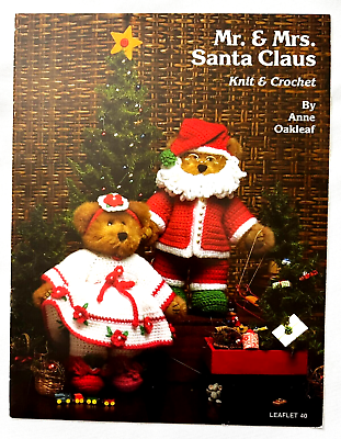 Crochet or Knit Patterns Book Adorable 12quot; Teddy Bear Santa amp; Mrs Claus Outfits