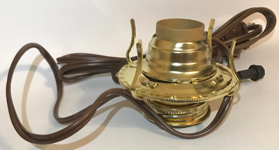 New Brass Plated #2 Electric Lamp Burner With 6 ft. Brown Cord #EB204