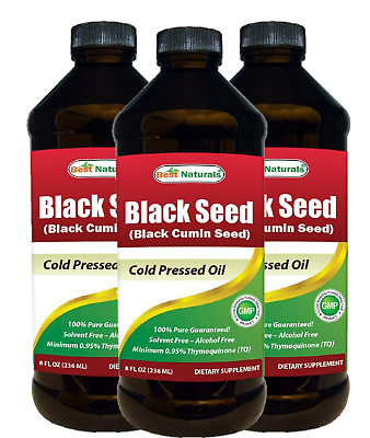 3 Pack Best Naturals Black Seed Oil 8 OZ