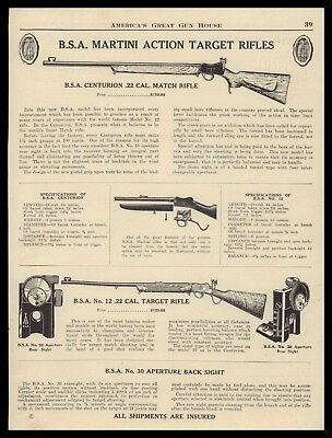 1940 B.S.A. Martini Centurian Match amp; No. 12 Target Rifle PRINT AD