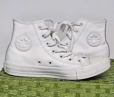 #ad Chuck Taylor All Star Leather Unisex High Top Shoe White EU 36.5 W6 IT406