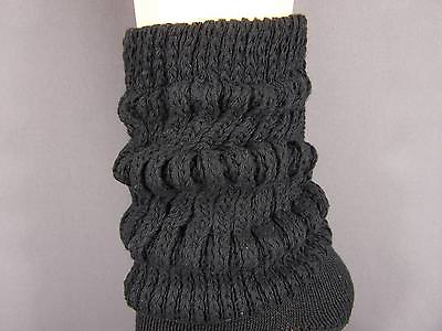 Black Thick slouch slouchy cotton scrunched women ladies boot socks 9 11 hooters