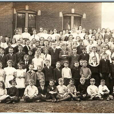 #ad #ad 1909 Catholic School Students RPPC Children Real Group Photo St Patricks Vtg A27