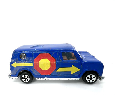 Vintage Soma Blue Die Cast Van with Yellow Arrows amp; Red Yellow Heptagon Hippie