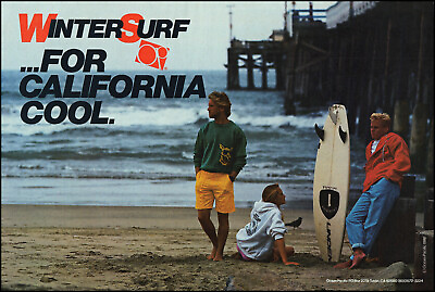 #ad 1986 Ocean Pacific Winter Surf California Cool teens retro photo print ad XL7