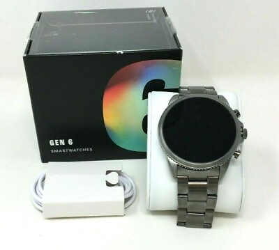 #ad Fossil Gen 6 44mm Stainless Steel Case Touchscreen Smartwatch FTW4059V
