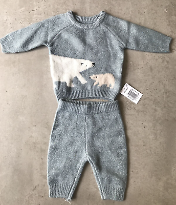 #ad Matalan Knit Baby Set Mummy amp; Baby Polar Bear Blue Newborn Size BNWT
