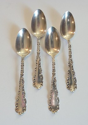 #ad SET 4 R. WALLACE amp; SONS quot;WAVERLYquot; STERLING SILVER TEASPOONS 85 grams