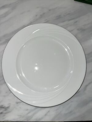 #ad Schonwald Germany Porcelain Swirl Rimmed 12.25inch 8 White Plate #6205 RARE FIND