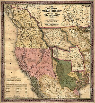 #ad #ad Historic 1840s Map of Texas Oregon amp; California Western US 24x26