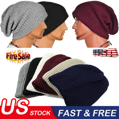 Mens Womens Winter Baggy Slouchy Knit Warm Beanie Hat and Scarf Ski Skull Cap