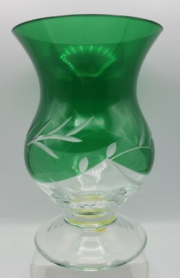 LENOX 7.75quot; Emerald Green Holiday Hurricane Candle Holder Poland Crystal w Tags