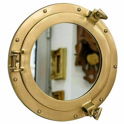 12quot;Maritime Brass Boat Ship Mirror Porthole Round Window Wall Decorative Style