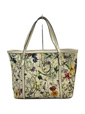 #ad GUCCI Tote Bag Flora Leather WHT