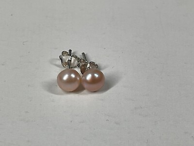 #ad Shashi NYC Blush Pink Essential Pearl Stud 925 Sterling Silver Earrings