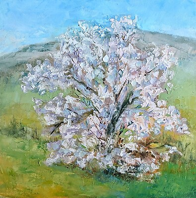 #ad TRUJILLO not jose Original Oregon Spring Tree blossoms Impasto oil plein air