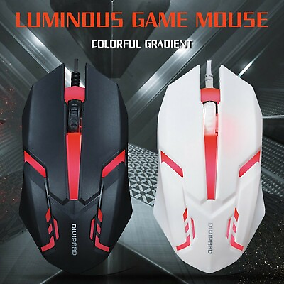 Wired Glowing Gaming Mouse USB Ergonomic Optical For PC Laptop Computer 1200DPI