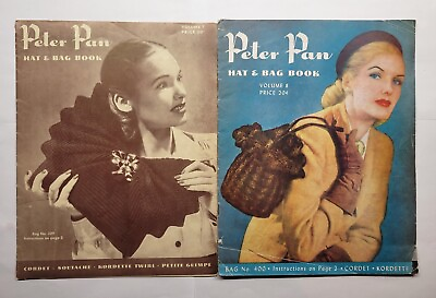 Vintage Peter Pan Hat amp; Bag Book of Crochet Knit Patterns Volume 7 amp; 8