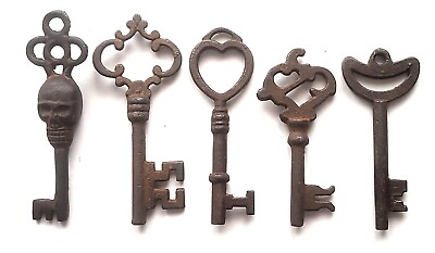 #ad Antique Style Iron Skeleton Keys Lot of 5