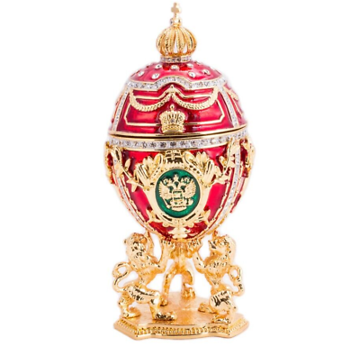 Red Lions Faberge Egg Music Box Fabergé Egg Replica Easter Egg Яйцо Фаберже 5quot;