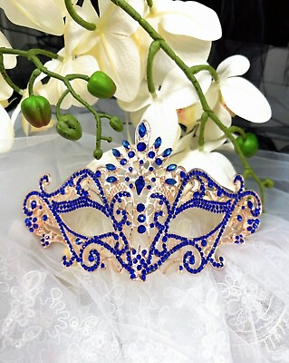 #ad Masquerade Ball Mask Women Blue Mask Venetian Wedding Prom New Year Party