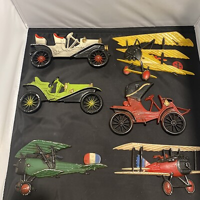 6 Metal Antique Airplanes And Cars To Hang On Wall