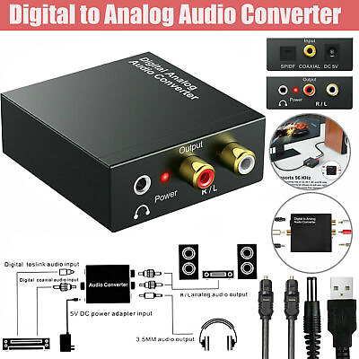 #ad Optical Coaxial Toslink Digital to Analog Audio Converter Adapter RCA 3.5mm L R
