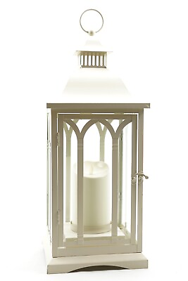 Luminara Shabby Chic Lantern with Flameless Candle White 19 in QVC Exclusive