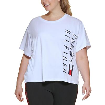 #ad Tommy Hilfiger Sport Womens Crewneck Knit Tee Cropped Shirt Plus BHFO 5579
