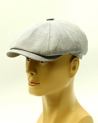 Men#x27;s baker boy cap trendy gray summer cotton sun newsboy hat slouchy for spring