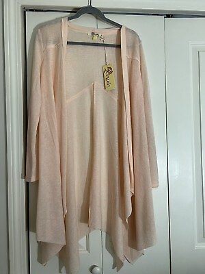 #ad NWT Aryeh Peach Colored Open Cardigan SZ M $47 VALUE