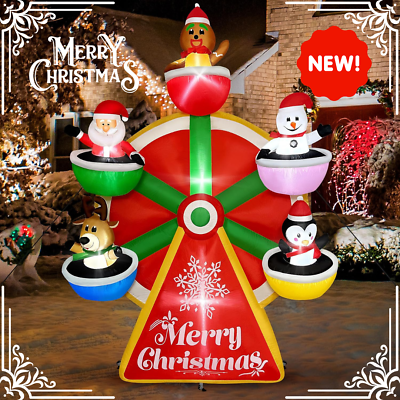 #ad #ad Christmas Ferris Wheel Santa Snowman Deer Airblown Inflatable Decor LED Blow Up
