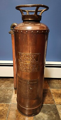 #ad #ad quot;CHILDSquot; Vintage Fire Extinguisher Brass Nameplate UTICA NY EMPTY