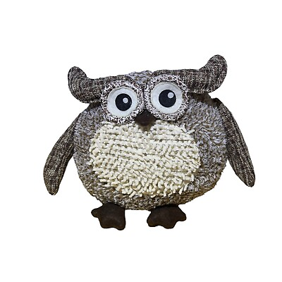 #ad Northlight Brown Plaid 6” Owl Textured Ivory Plush Table Top Christmas Figure