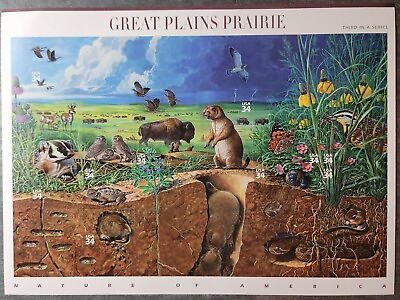#ad Scott #3506 Great Plains Prairie Nature Series Sheet of 10 34¢ Stamps MNH