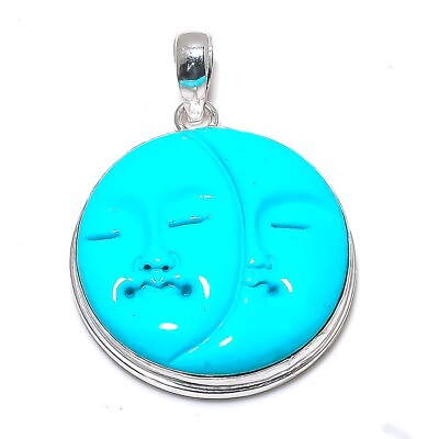 #ad Sleeping Turquoise Gemstone Handmade 925 Sterling Silver Pendant 1.89quot; T644
