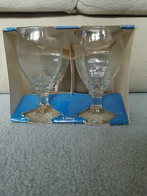 #ad 4 Libbey Chivalry Footed 6 1 2quot; Clear Glass 12 oz Tea Water Goblets NIB