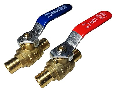 #ad 2 PIECES 3 4quot; PEX SHUT OFF BALL VALVE FULL PORT LEAD FREE BRASS HOT AND COLD