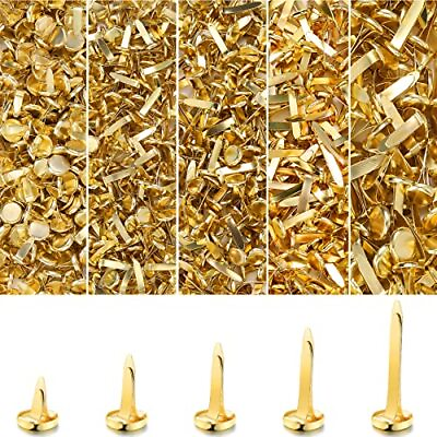 1000 Pieces Paper Fastener Brass Fasteners Round Prong Fasteners Metal Gold