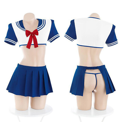 #ad Girls Lady JK Uniform Bow Sleepwear Sexy Lingeries Students Cute Cosplay Costume