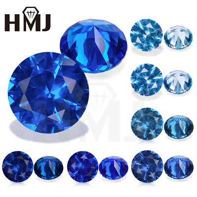 #ad 2pcs 3 15mm Blue Spinel Round Loose Gemstone Natural Flawless Certified Jewelry
