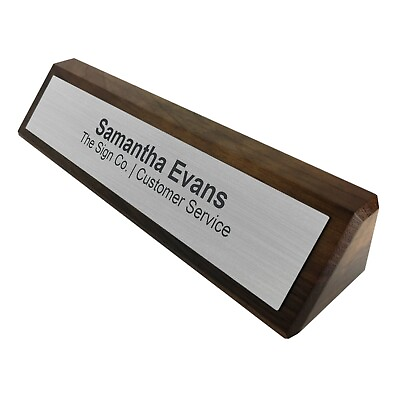 Personalized Office Name Plate for Desk in Walnut Includes Engraving
