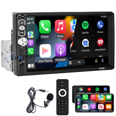 #ad 7quot; Single 1Din Touch Screen Car Stereo Radio For Apple Android CarPlay Bluetooth