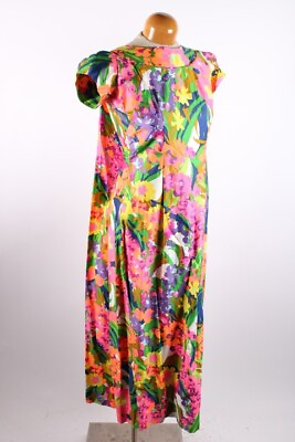 #ad Vintage 70s Stan Hicks Cotton Floral Hawaiian Dress Women#x27;s Size Medium
