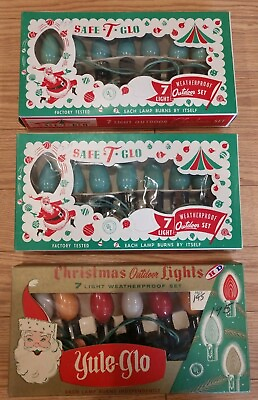 #ad Vintage Holiday Christmas Lights. Lot of 3 sets in Original Boxes. Yule Glo