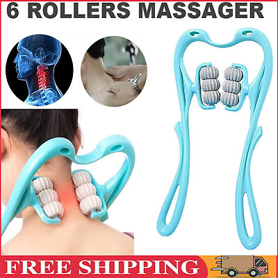 #ad 6 Roller Manual Cervical Spine Neck Massager Massage Roller Pain Relief Health