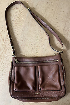 #ad #ad Fossil purse Leather Crossbody Handbag tan brown medium